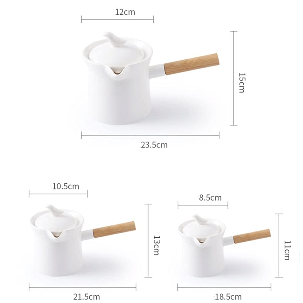 Czajniczek z zaparzaczem Czajniczek do herbaty i kawy Białe porcelanowe czajniki z drewnianym uchwytem Dzbanek na mleko z pokrywką, biały ceramiczny dzbanek do herbaty.