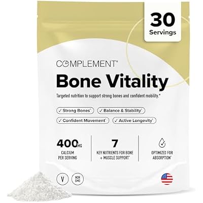 COMPLEMENT Bone Vitality Supplement for Women and Men - Vitamins for Bone & Muscle Strength, Energy Boost - Calcium Citrate Malate, Creatine, Vitamin D3 & K2, B12, Zinc, Magnesium (30 Servings)