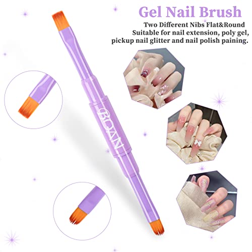 Bqan Double-Ended Nail Art Brush Set, Professional 3Pcs Nail Design Brushes With Liner Brush 3D Brush French Brush Gel Brush For Nail Art Acrylic Application Nail Polish #TOP4