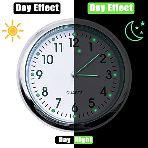2Pcs Car Clock, Mini Luminous Self Adhesive Car Clock, Round Analog Quartz Clock For Dashboard, Universal Car Interior Accessories (White,Black) #TOP2