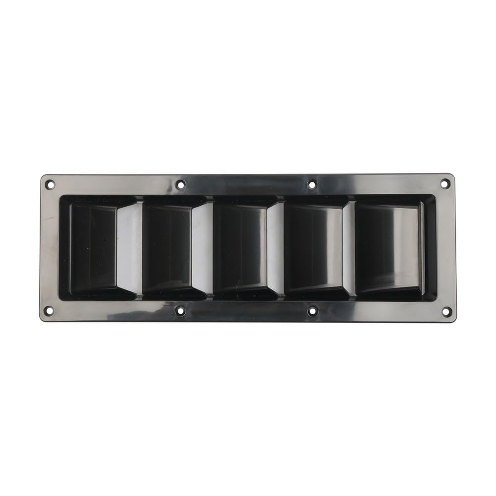 Cubierta de ventilación de 5 láminas para autocaravana, barco y remolque, rejilla de ventilación ABS negro/blanco, tapa universal para montaje en pared o hueco, incluye tornillos de