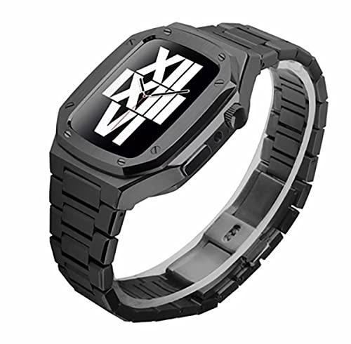 Bracelet en acier inoxydable pour Apple Watch 45mm boîtier métal luxe iWatch Series 7 robuste