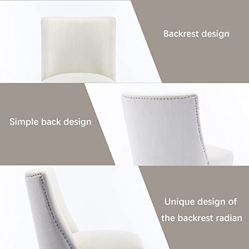 Bonzy Home Upholstered Dining Chairs Set Of 6, Modern Fabric Kitchen Living Room Armless Side Chair With Solid Wood Legs,Beige #TOP4