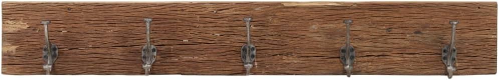 Stylish and Functional Hall Hanger with 5 Hooks, Solid Reclaimed Wood, for Organizing Accessories