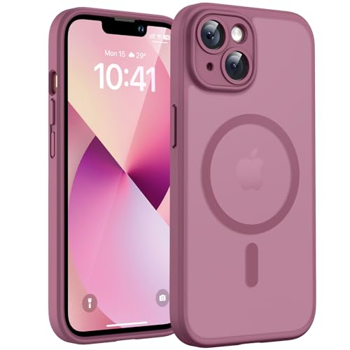 TOCOL für iPhone 13 Hülle für MagSafe Vollständiger Kameraschutz Eingebauter Magnetring Stoßfest Kratzfest Transluzente Matt Handyhülle für iPhone 13 Case 6 1 Zoll Pflaume