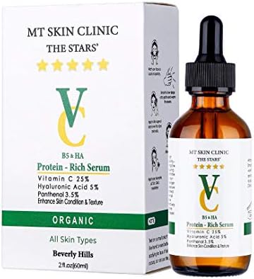 MT SKIN CLINIC Pro Advanced Ultimate Glow+ Antioxidant Protein-Rich Face Serum - Hyaluronic Acid - Vitamin C Serum - B5 Serum - Best Organic Anti Aging Serum - Facial Serum for Men & Women - 2 oz