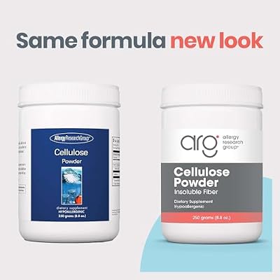 Allergy Research Group ARG Cellulose Powder - Microcrystalline Cellulose - Digestive System Support - Non-Fermentable Insoluble Fiber - Hypoallergenic Formula - 125 Servings - 8.8 oz