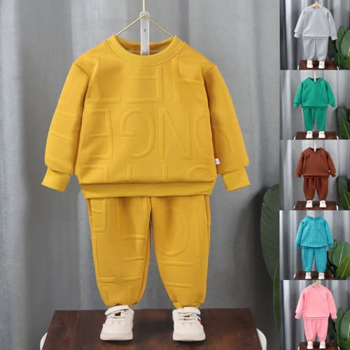 Toddler Girls 2 Piece Oufits Basic Cotton Long Sleeve Crewneck Sweatshirt + Joggers Sweatpants for Baby Boys 2-11 Years2