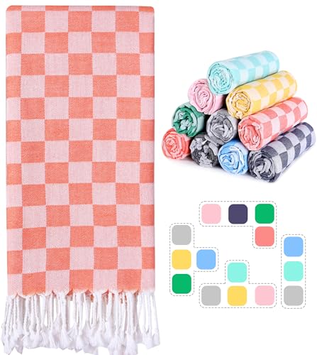 Antfuny Turkish Beach Towels Vacation Essentials for Women Birthday Coral Plaid, Teacher Appreciation Thank You Gifts, Mothers Days Mom Bride Girlfriend Friendship Sister 40th Retirement Gift