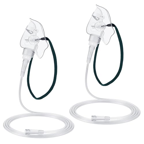 Geiserailie 2 PCS M (Pediatric) Oxygen Mask with 6.6 Ft Tubing and Adjustable Elastic Strap Adult Oxygen Mask with Tubing Transparent Masks for Face Adult