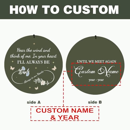 Image of Personalized Memorial Wind Chimes for Outside, Sympathy Gifts Wind Chime for Loss of Loved One, Beautiful Decor with Deep Tone, Ideal for Funeral, Remembrance & Bereavement, Produced in Texas