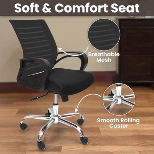 Image of Ngfc Office Chair for Home with Back Support Arm Rest 360 Degree Rotating Office Chair with Tilt Lock Mechanism High Comfort Seating Ergonomic Chair for Home & Office (2, Black)