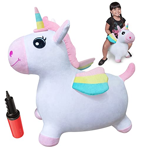 WALIKI Bouncy Horse Hopper | Inflatable Hopping Horse for Girls | Jumping Horse (Unicorn) | Birthday Gift for 18 Months 2 3 4 Year Old Kid Toddler