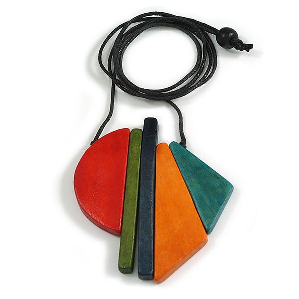 Collier en bois multicolore écoresponsable Avalaya chic et réglable - 6
