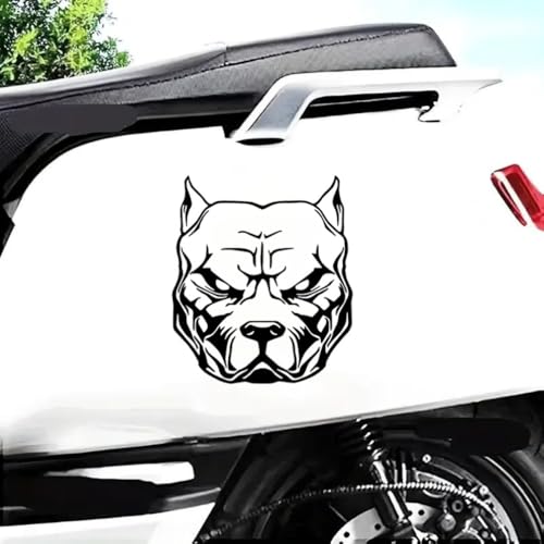 2 Stück 13 x 15 cm Autoaufkleber mit Pitbull-Hundekopf für Karosserie, Fenster, Stoßstange, wasserfeste Vinyl-Aufkleber, Autozubehör | #AZ80 (Schwarz)