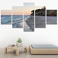 SIGNWIN 5 Panel Canvas Wall Art Beach Blue Coastal Cool Photography Relax/Calm for Home Decorations Ready to Hang - 60