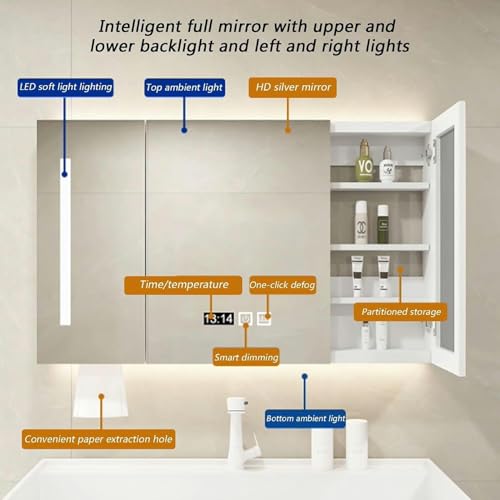 Botiquín de baño con espejo LED que resuelve la falta de espacio y el vaho 7