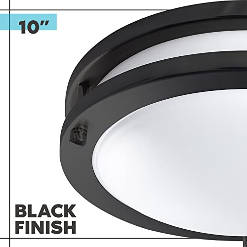 Luxrite 10 Inch Led Flush Mount Ceiling Light, 5 Color Selectable 2700K | 3000K | 3500K | 4000K | 5000K, Dimmable, Modern Ceiling Light Fixture, 14W, 1050 Lumens, Energy Star, Etl Listed, Matte Black #TOP2