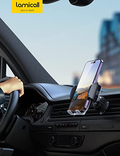 Lamicall Car Vent Phone Holder - 1S Release Air Vent Cell Phone Mount Cradle, 2023 Upgrade Phone Clamp With Airbag, Metal Vent Clip, Hands Free, For 4 To 7" Phones, Like Iphone 14 Pro Max, Galaxy S23 #TOP6