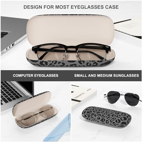 Image of Eyeglasses Case, Portable Hard Shell Protective Case for Glasses, Eyeglass Holder Box for Women with Cleaning Cloth