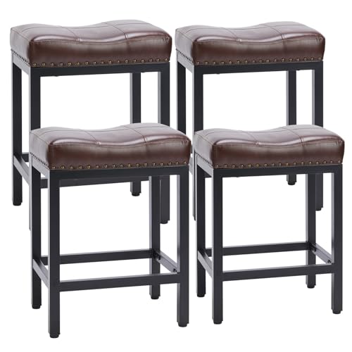 Sweetcrispy PU Leather Bar Stools Set of 4