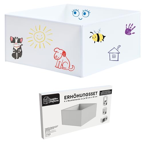 ImagiNew Playhome - Immer Wieder neu bemalen & abwischen - Spielhaus Kinder Erhöhung Zubehör Erweiterung Erhöhungsset (4X Bauteile zu je 80cm x 40cm)