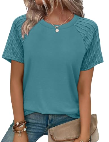 T Shirts for Women Short Sleeve Round Neck Basic Tees Fashion Tunic Tops Loose Fit Soft Casual Summer Outfits Clothes 2026 XL Green