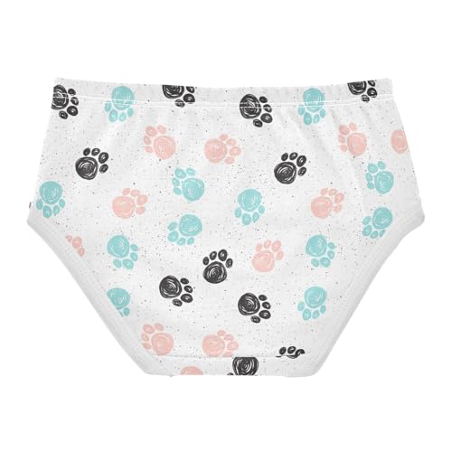Girls' Underwear Cat Paw Print Cotton Stretch Comfort Toddler Panties2