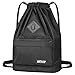 Waterproof Drawstring Sport Bag, Large lightweight Gym Sackpack backpack for Men and Women (Black)