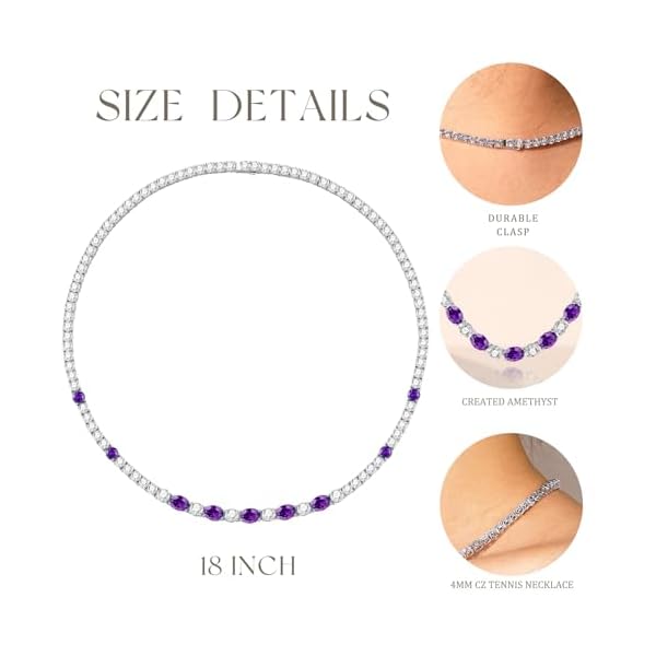 FANCIME Sterling Silver Tennis Necklace 4mm 18 inch Birthstone Necklace with 6 * 8mm Oval Gemstone Luxury Fine Birthday Jewelry Gifts for Women - Image 4
