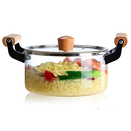 Glass Saucepan Soup Pot Casserole High Borosilicate Glass Pans Heat-Resistant Glass Cooking Pot with Lid Cookware Stockpots for Cooking Baking Serving,4L (2.5L)