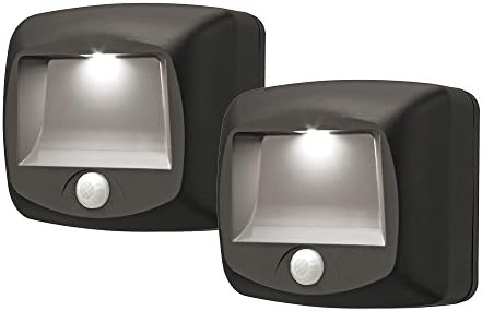 Mr. Beams MB522 Wireless Battery-Operated Indoor/Outdoor Motion-Sensing LED Step/Stair Light, 2-Pack, Brown
