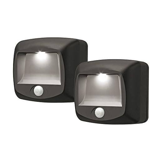 Mr. Beams MB522 Wireless Battery-Operated Indoor/Outdoor Motion-Sensing LED Step/Stair Light, 2-Pack, Brown