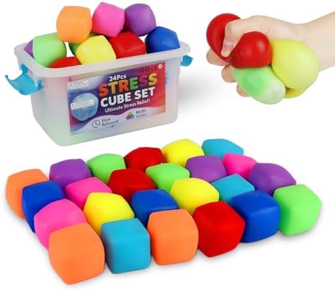 Amazon.com: Mini Cubes Squishy Fidget Toys Squeeze Toys- 24Pack Stress ...