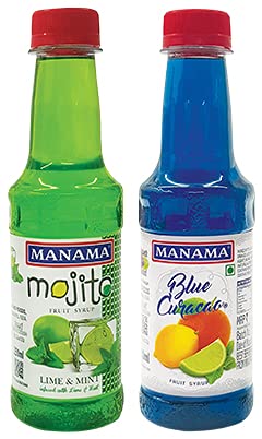 Manama Lime and Mint Mojito Flavoured Syrup and Blue Curacao Flavoured Fruit Twist Syrup 250ML Each, Pack of 2 (B09G1T9BL9) Amazon Price History, Amazon Price Tracker