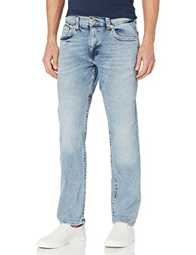 True Religion Men's Geno Slim Fit Straight Leg Jean, Light Indigo Wash, 38W X 34L