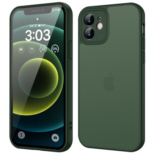 ORDA für iPhone 12 Hülle 6 1 Zoll Vollständiger Kameraschutz Stoßfest Kratzfest Transluzente Rückseite Schutzhülle Anti-Fingerabdruck Matt Handyhülle für iPhone 12 (Grün)