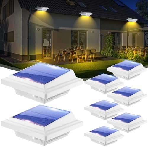 BILLION DUO Dachrinnen Solarleuchte für den Außenbereich 8er Solarlampen für Außen Garten Wasserdichte 40 LEDs Zaunbeleuchtung Weiße Solar Wandlampe Warmweißes Solarlicht für Garage Terrase