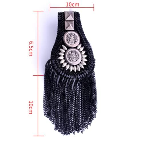 Image of 2 Pcs Vintage Tassel Link Chain Epaulet Shoulder Boards Badge Brooch For Men Women Uniform Epaulettes Accessories