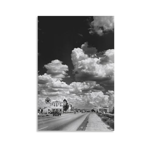 ���[�g66 Texaco�K�\�����X�^���h�Ɖ_�̎ʐ^ �|�X�^�[ ���s ���� �p�l�� �L�����o�X�E�H�[���A�[�g���� ��� �ŉ� �ǂ̊G ��������24x36inch(60x90cm)