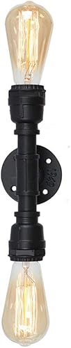 Vintage Edison - Lámpara industrial de 2 luces para tocador de baño, 2 bombillas, aplique minimalista de pared interior, lámpara de pared steampunk
