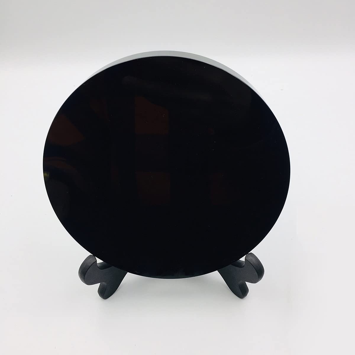 Miroir de Scrying en Obsidienne Noire 15cm Plaque de Cristal Naturel de Qualité
