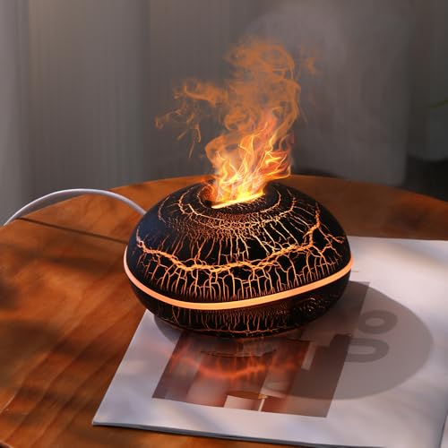 Hianjoo Difusor de Aromas Humidificador 200ml, Aroma Diffuser con Patrón de Grietas de Llama Pequeño Ultrasónico de Aromaterapia 7 Colores Románticos para Yoga Salon SPA Vivir Dormir Bañarse Hotel - imagen 5