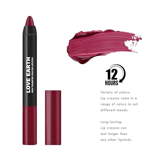 Image of Love Earth Non-Transfer Crayon Lipstick-Butterfly Bush | Lightweight & Longlasting, Smudge Proof, Transferproof, Matte | Up to 12 Hours Stay -3.5g