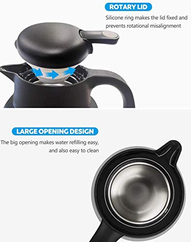 Foto von Luvan Thermoskanne, 2 l, Thermokaraffe aus Edelstahl, Warmhaltefunktion, kalt, 24 Stunden (schwarz)