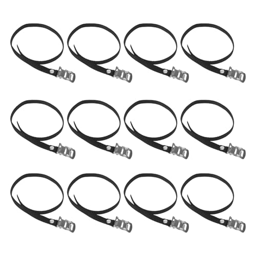 SECFOU Correas de Pedal Ajustables Compatibles y Portátiles 12 para Bicicleta Estática en Nylon y Hierro para Mayor Estabilidad y Seguridad en Ciclismo