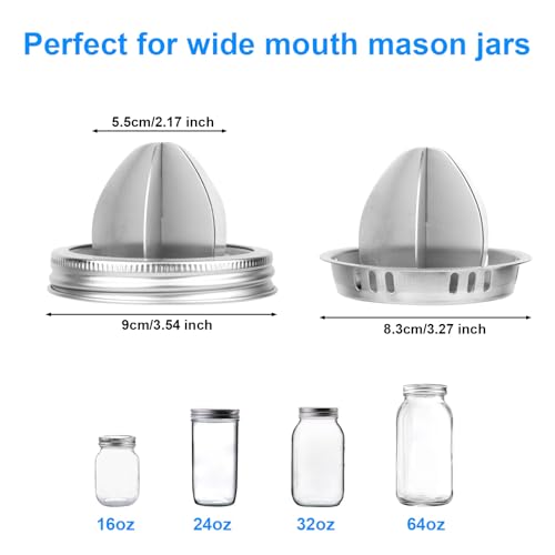 2pcs Couvercle de Presse-Agrumes en Acier Inoxydable pour Bocal Mason à Large Ouverture de 86mm, Presse-Agrumes Manuel Amélioré Couvercle Supérieur Alésoir à Agrumes pour Citron Orange – Image 3