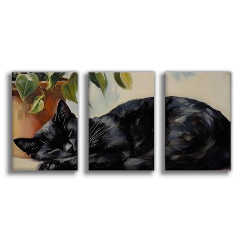 Impression sur toile chat endormi dans un salon cosy decoration zen 50x75 cm