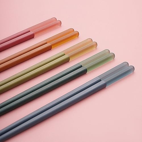 Chopsticks Reusable Dishwasher Safe, Cooking Chopsticks, Korean Japanese Chinese Chopsticks, Fiberglass Chopsticks, Cute Chopsticks, Non-Slip, Ice Fog Multi Color, 5 Pairs, 9.5in/24cm - Image 3