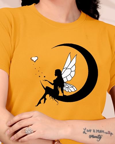 Image of Women Round Neck Printed Cotton Blend Regular Fit T-Shirt